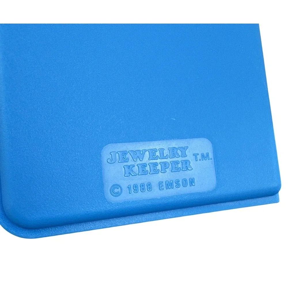 Emson Jewelry Keeper Vintage 1988 Book Style Travel Organizer Blue Yellow Pink